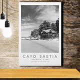 Cayo Saetia Cuba Skyline Paradise Island, Print For Travel Lovers, Black And White, Canvas Print Wall Art