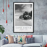 Cayo Saetia Cuba Skyline Paradise Island, Print For Travel Lovers, Black And White, Framed Art Print Wall Decor