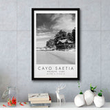 Cayo Saetia Cuba Skyline Paradise Island, Wall Art For Travel Lovers, B&W, Floating Framed Canvas Print