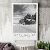 Cayo Saetia Cuba Skyline Paradise Island, Print For Travel Lovers, Black And White, Canvas Print Wall Art