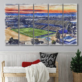 CEFCU Stadium WaterColor 5 Panels B Mixed Canvas Prints, Extra Large, San Jose California Watercolor
