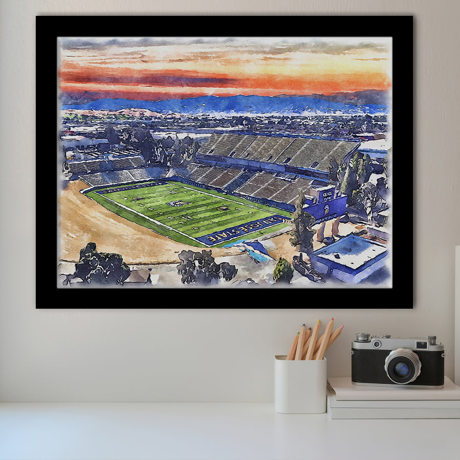 CEFCU Stadium WaterColor Framed Art Prints, San Jose California Watercolor, Stadium Art Gifts