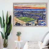 CEFCU Stadium WaterColor Framed Canvas Prints, San Jose California Watercolor, Stadium Art Gifts, Floating Frame