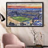 CEFCU Stadium WaterColor Framed Canvas Prints, San Jose California Watercolor, Stadium Art Gifts, Floating Frame