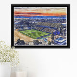 CEFCU Stadium WaterColor Framed Canvas Prints, San Jose California Watercolor, Stadium Art Gifts, Floating Frame