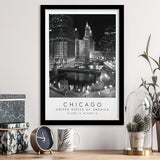 Chicago Usa, Print For Travel Lovers, Black And White, Framed Art Print Wall Decor