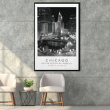 Chicago Usa, Wall Art For Travel Lovers, B&W, Floating Framed Canvas Print