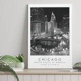 Chicago Usa, Print For Travel Lovers, Black And White, Canvas Print Wall Art