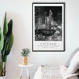 Chicago Usa, Wall Art For Travel Lovers, B&W, Floating Framed Canvas Print