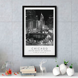Chicago Usa, Wall Art For Travel Lovers, B&W, Floating Framed Canvas Print