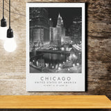 Chicago Usa, Print For Travel Lovers, Black And White, Canvas Print Wall Art