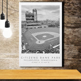 Citizens Bank Park Philadelphia Phillies, Stadium Print For Baseball Lovers, Black And White, Canvas Print Wall Art