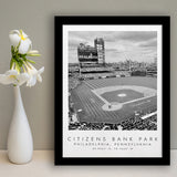Citizens Bank Park Philadelphia Phillies, Stadium Print For Baseball Lovers, Black And White, Framed Art Print Wall Decor