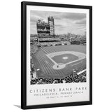 Citizens Bank Park Philadelphia Phillies, Stadium Print For Baseball Lovers, Black And White, Framed Art Print Wall Decor
