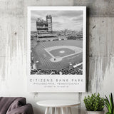 Citizens Bank Park Philadelphia Phillies, Stadium Print For Baseball Lovers, Black And White, Canvas Print Wall Art