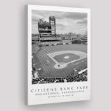 Citizens Bank Park Philadelphia Phillies, Stadium Print For Baseball Lovers, Black And White, Canvas Print Wall Art
