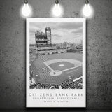 Citizens Bank Park Philadelphia Phillies, Stadium Print For Baseball Lovers, Black And White, Canvas Print Wall Art