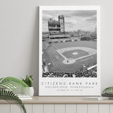 Citizens Bank Park Philadelphia Phillies, Stadium Print For Baseball Lovers, Black And White, Canvas Print Wall Art