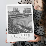 Citi Field New York Mets Print, Stadium Print For Baseball Lovers, Black And White, Canvas Print Wall Art