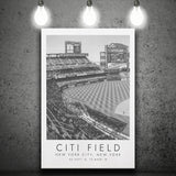 Citi Field New York Mets Print, Stadium Print For Baseball Lovers, Black And White, Canvas Print Wall Art
