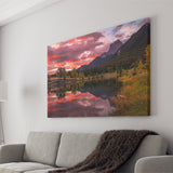 Canmore Mountains At Quarry Lake At Sunrise, Canvas Print Wall Art Decor, Landscape Art Print