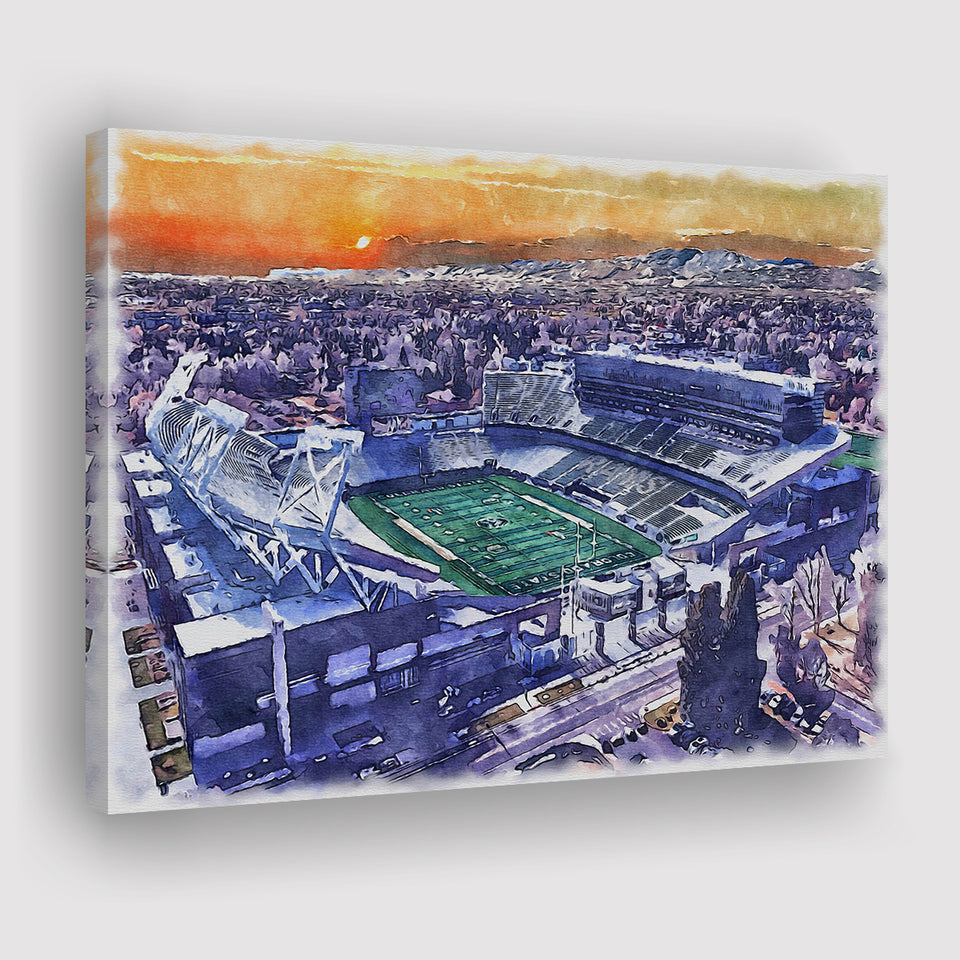 Canvas Stadium WaterColor Canvas Prints, Fort Collins Colorado Watercolor, Stadium Art Gifts