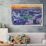 Framed Canvas Stadium WaterColor Framed Canvas Prints, Fort Collins Colorado Watercolor, Stadium Art Gifts, Floating Frame