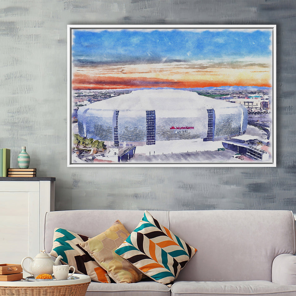 Cardinal Stadium WaterColor Framed Canvas Prints, Louisville Kentucky Watercolor, Stadium Art Gifts, Floating Frame