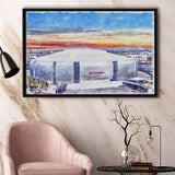 Cardinal Stadium WaterColor Framed Canvas Prints, Louisville Kentucky Watercolor, Stadium Art Gifts, Floating Frame