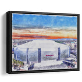 Cardinal Stadium WaterColor Framed Canvas Prints, Louisville Kentucky Watercolor, Stadium Art Gifts, Floating Frame