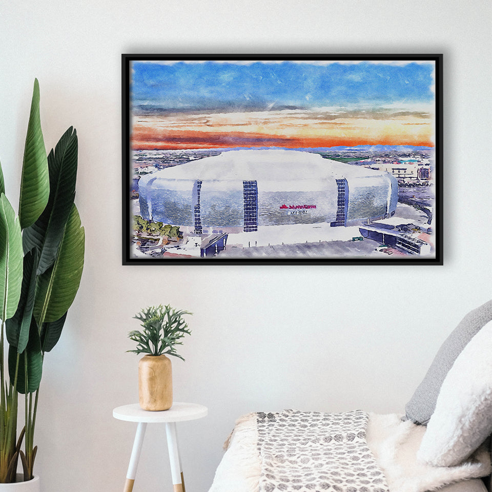 Cardinal Stadium WaterColor Framed Canvas Prints, Louisville Kentucky Watercolor, Stadium Art Gifts, Floating Frame