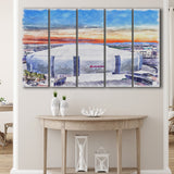 Cardinal Stadium WaterColor 5 Panels B Mixed Canvas Prints, Extra Large, Louisville Kentucky Watercolor