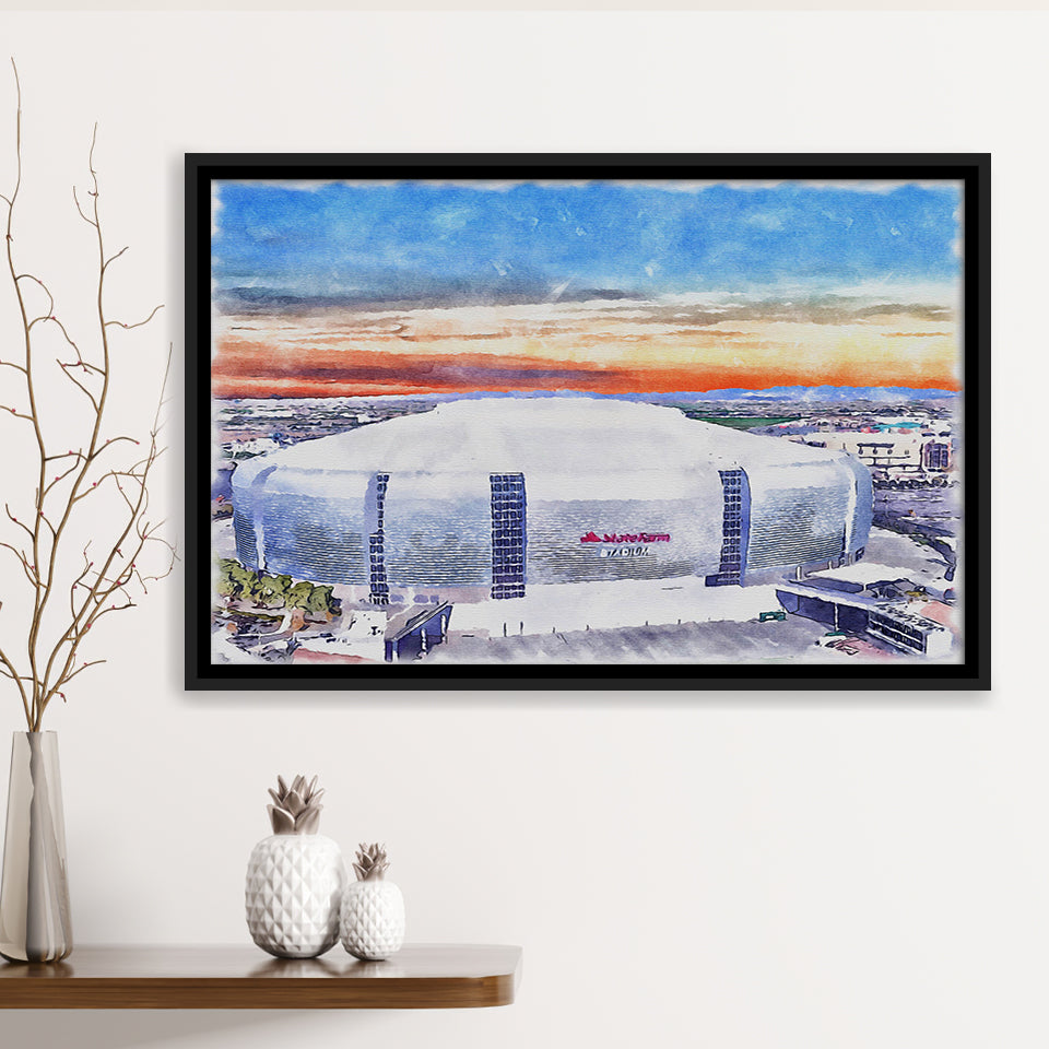 Cardinal Stadium WaterColor Framed Canvas Prints, Louisville Kentucky Watercolor, Stadium Art Gifts, Floating Frame