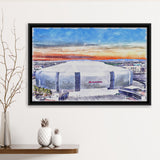 Cardinal Stadium WaterColor Framed Canvas Prints, Louisville Kentucky Watercolor, Stadium Art Gifts, Floating Frame