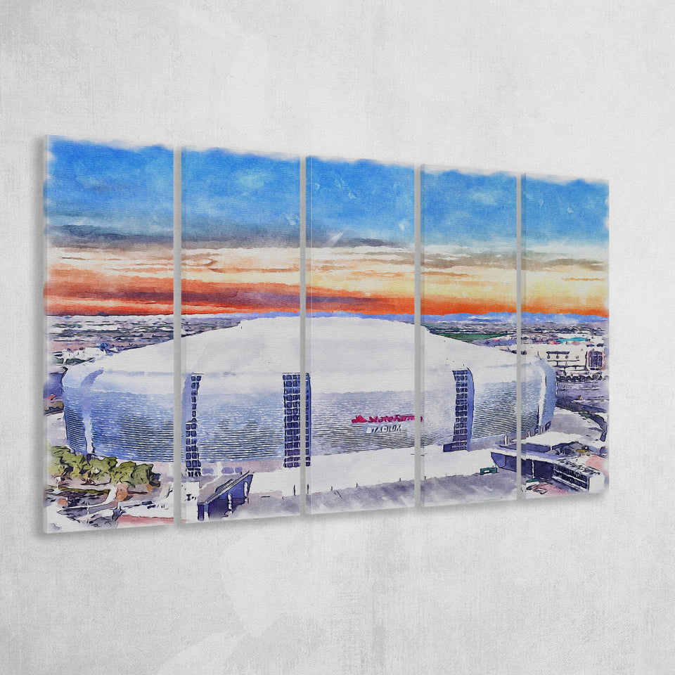 Cardinal Stadium WaterColor 5 Panels B Mixed Canvas Prints, Extra Large, Louisville Kentucky Watercolor