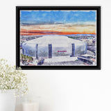 Cardinal Stadium WaterColor Framed Canvas Prints, Louisville Kentucky Watercolor, Stadium Art Gifts, Floating Frame