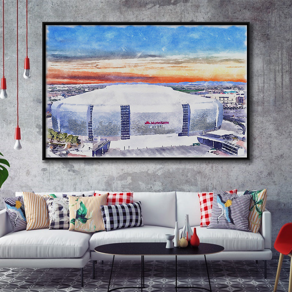 Cardinal Stadium WaterColor Framed Canvas Prints, Louisville Kentucky Watercolor, Stadium Art Gifts, Floating Frame