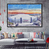 Cardinal Stadium WaterColor Framed Canvas Prints, Louisville Kentucky Watercolor, Stadium Art Gifts, Floating Frame