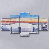 Cardinal Stadium WaterColor 5 Panels Mix Canvas Prints, Louisville Kentucky Watercolor, Large Stadium Canvas