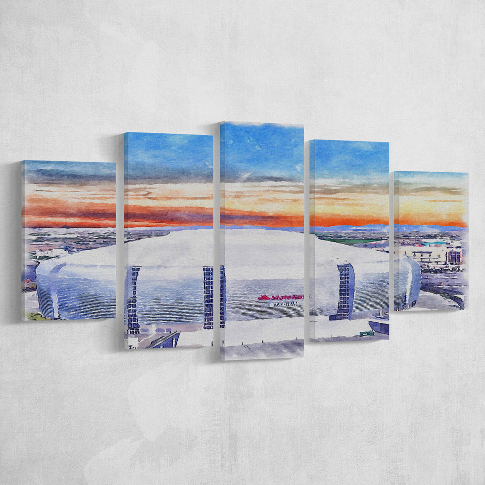 Cardinal Stadium WaterColor 5 Panels Mix Canvas Prints, Louisville Kentucky Watercolor, Large Stadium Canvas
