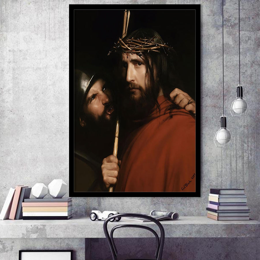 Carl Bloch Painting Christ With Mocking Soldier (1880),Framed Art Prints Wall Decor, Picture Framed