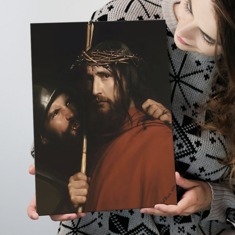 Carl Bloch Painting Christ With Mocking Soldier (1880), Canvas Painting, Canvas Print Wall Art Decor