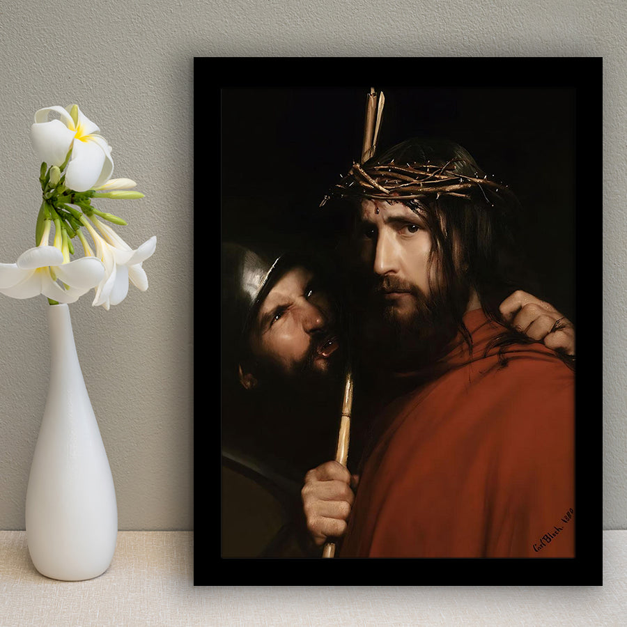 Carl Bloch Painting Christ With Mocking Soldier (1880),Framed Art Prints Wall Decor, Picture Framed