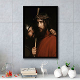 Carl Bloch Painting Christ With Mocking Soldier (1880),Framed Canvas Prints Wall Art Decor, Floating Frame