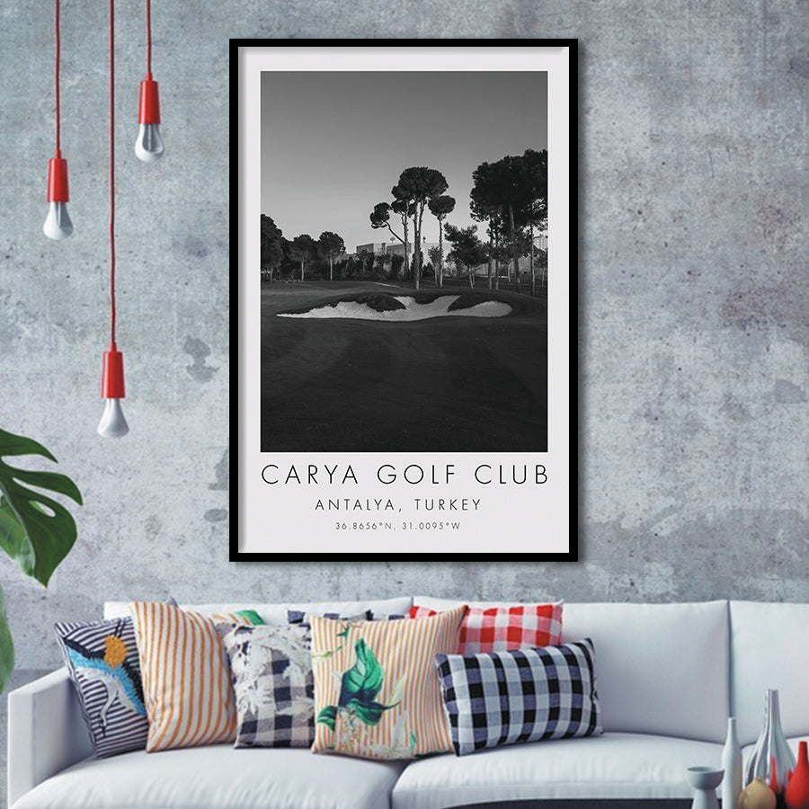 Carya Golf Club - Kaden Golf Courses, Golf Art, Gift for him, Framed Art Print Wall Decor
