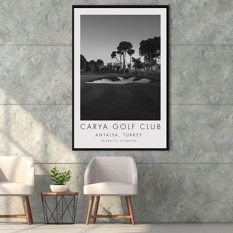 Carya Golf Club - Kaden Golf Courses, Golf Art Print, Floating Frame, Framed Canvas Print Wall Art