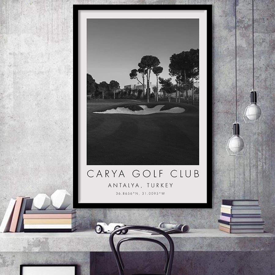 Carya Golf Club - Kaden Golf Courses, Golf Art, Gift for him, Framed Art Print Wall Decor