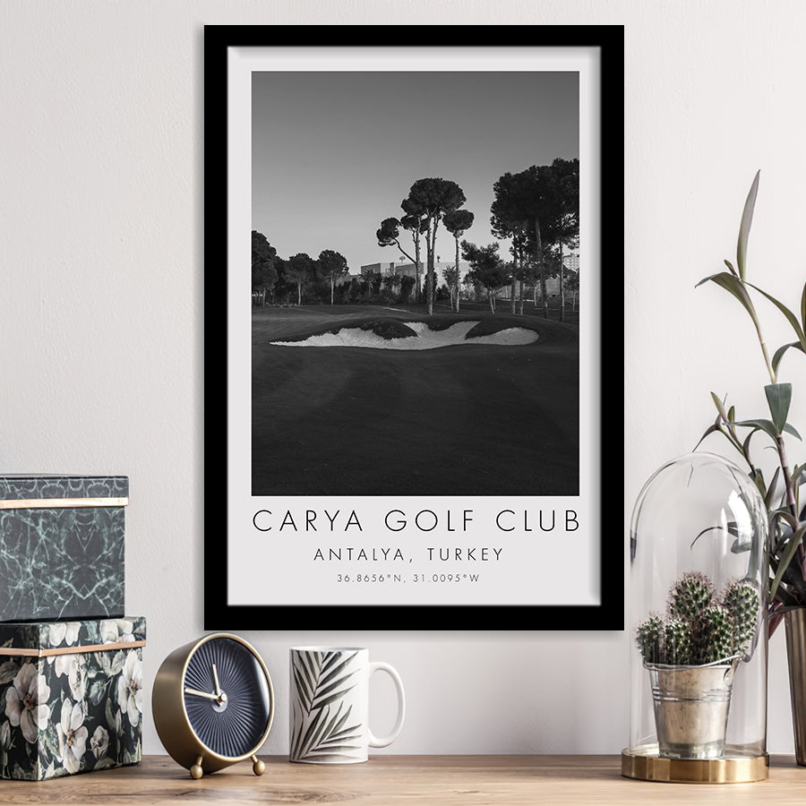 Carya Golf Club - Kaden Golf Courses, Golf Art, Gift for him, Framed Art Print Wall Decor
