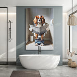 Cavalier King Charles Spaniel Canvas Prints Wall Art, Funny Bathroom Decor, Dog in Toilet