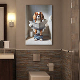 Cavalier King Charles Spaniel Canvas Prints Wall Art, Funny Bathroom Decor, Dog in Toilet
